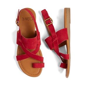 Gia red leather sandal